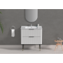 Line R-Corner Matte White All Drawers Vanity Cabinet Only